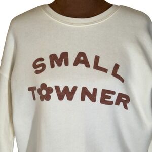 Oat Collective Graphic Sweatshirt Women's Medium Cream "Small Towner" EUC Fun